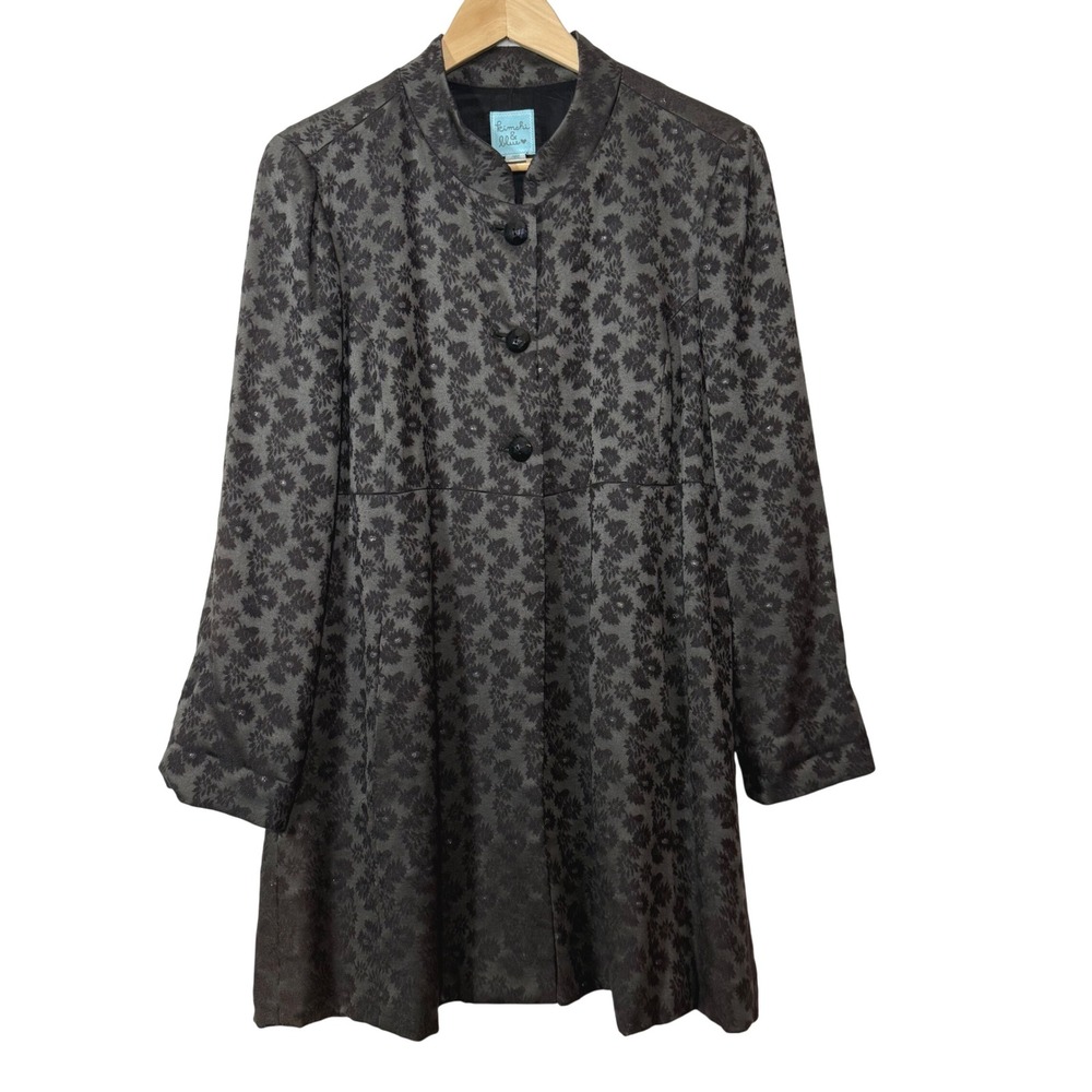 Kimchi & Blue | Women's‎ Medium Black Jacquard Floral Coat with Pockets